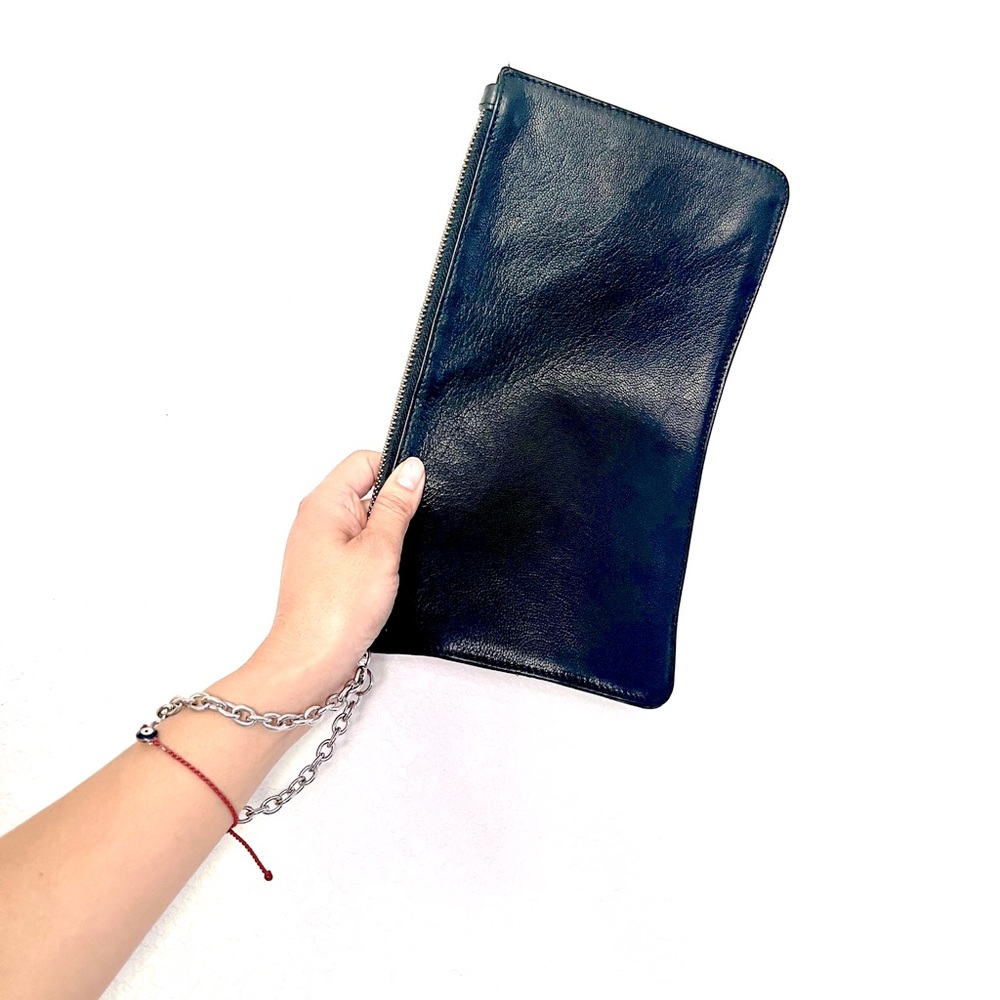 Lanvin black leather wristlet/clutch